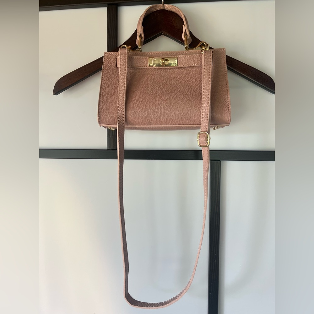 Blush Mini Bag with Gold Accents FAUX Hermes